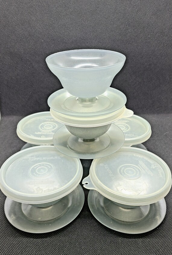 Vintage Tupperware Pudding Dessert Cups with lids #754 Set of 6