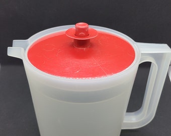 Vintage Tupperware #1575 Harvest Red Push Button Pitcher 1 QT