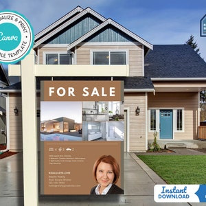 Real Estate Yard Sign, For Sale Yard Sign, Realtor Yard Sign, Realtor For Yard Sign, Canva Real Estate Open House Sign Template
