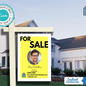 Real Estate Yard Sign, For Sale Yard Sign, Realtor Yard Sign, Realtor For Yard Sign, Canva Real Estate Open House Sign Template