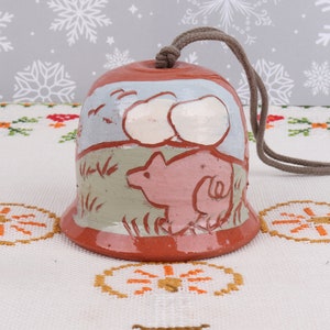 Vintage Cemaric Bell by Irene-Tuulikki Niemi, Finland Ceramic Pig Bell, Scandinavian Collectible, Lucky Pig New Year Gift, Handmade Decor