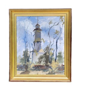 Vintage Original oil painting on canvas, Landscape, Olle Häll, signed