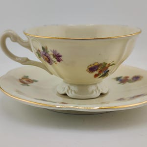 Set of two Vintage H&C Czechoslovakia Porcelain Tea Cup and Saucer Christmas present, Housewarming present,Schlaggenwald, Bavarian porcelain