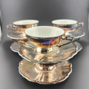 Set of six Vintage Pre-WWII Germany\ RW Porzellanmanufaktur Rudolf Wächter Bavaria\ Espresso  Porcelain coffee Cup and Saucer (1900-1919)