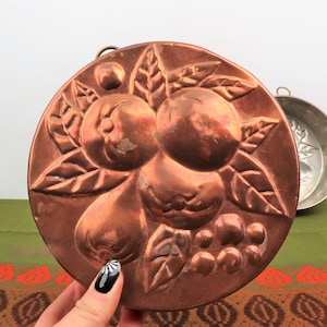 Fruit Copper Mold Vintage Rustic Kitchen Wall Hanging Jello Cake Mold