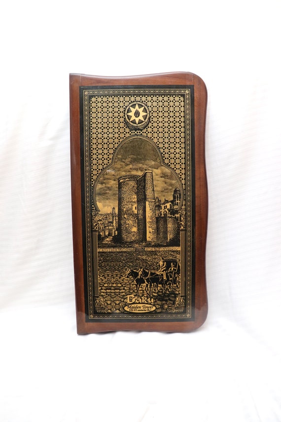 Handmade Wooden Traditional Azerbaijan Old Baku Maiden Tower Handmade Wooden Traditional Azerbaijan Old Baku Maiden Tower