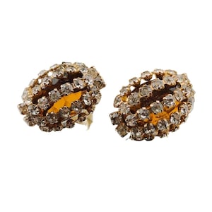 Vintage earrings with rhinestones in Ciner style, American 1980s earrings\clip-on earrings\ mid-century fashion
