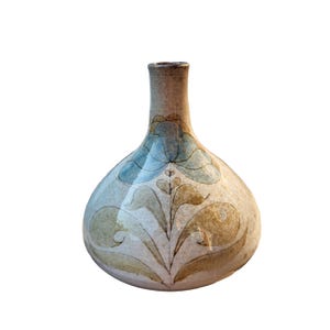 Vintage Michel Bailly Floral Ceramic Vase, French Studio Pottery, Signed 1970s Bud Vase, 13 cm