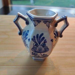 Small Vintage Royal Delft Blue Holland Vase, Handpainted