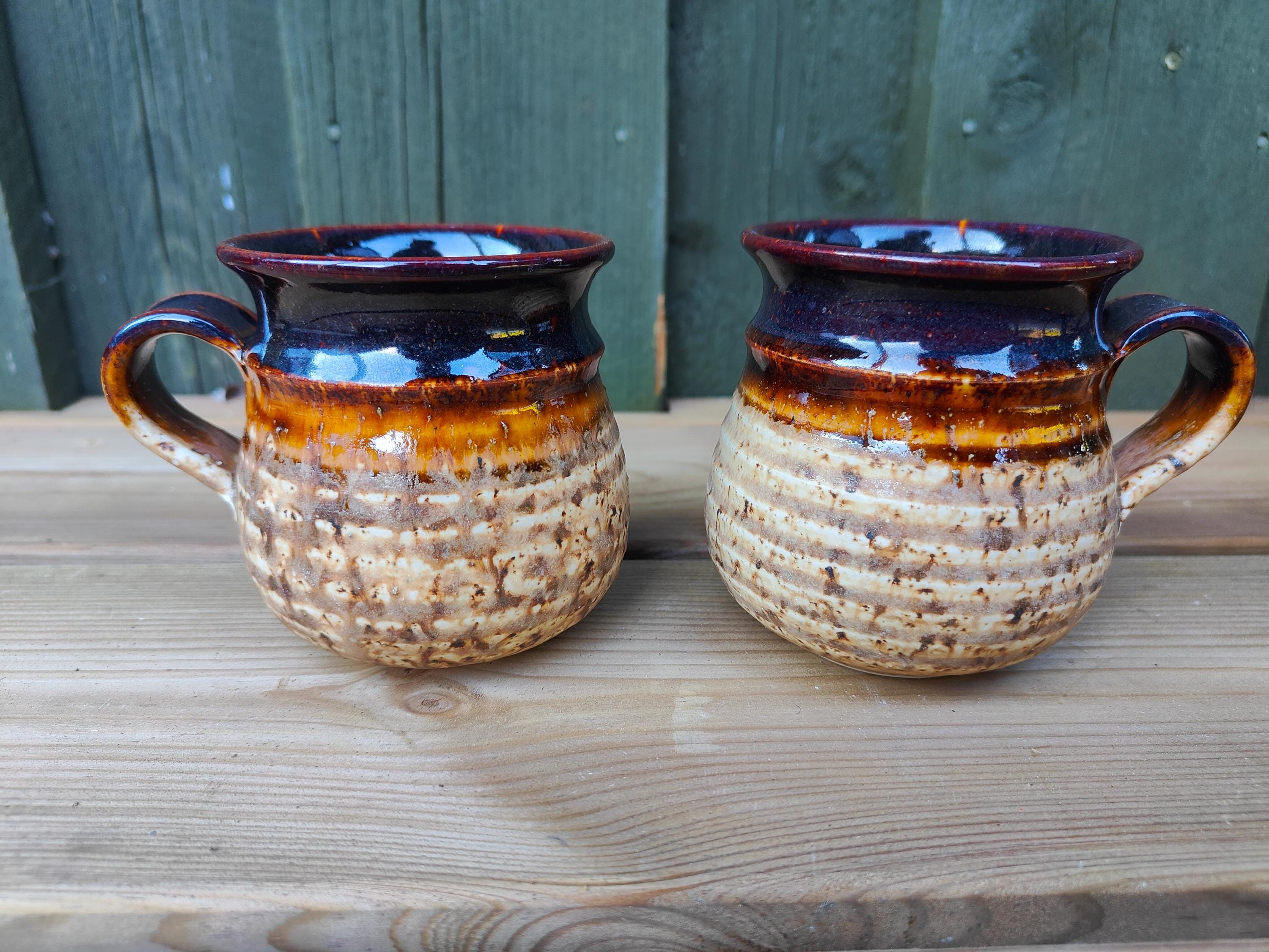 Pair of Vintage Finnish Jussis Keramik Mugs Studio Pottery