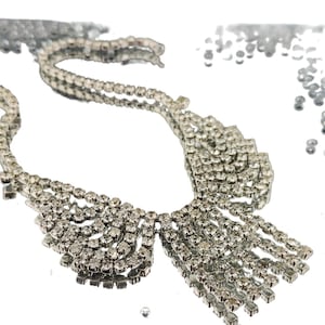 Vintage necklace with rhinestones and crystals, Czechoslovakia, 1980s, mid-century fashion