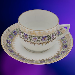 Set of two Czechoslovakia Porcelain Tea Cup and Saucer Christmas present, Housewarming present
