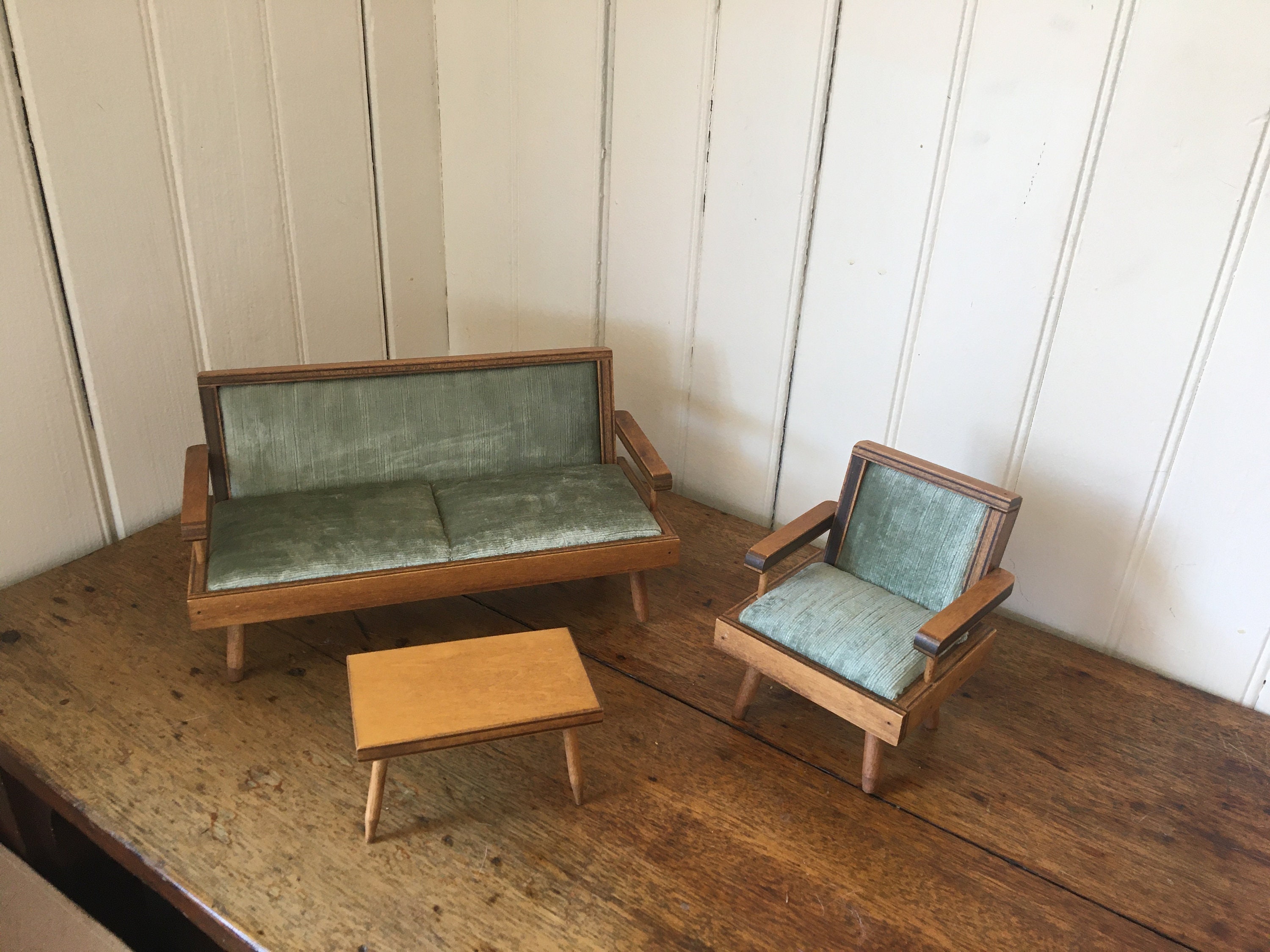 Midcentury Modern Doll Furniture Upholstered Sofa Armchair Etsy