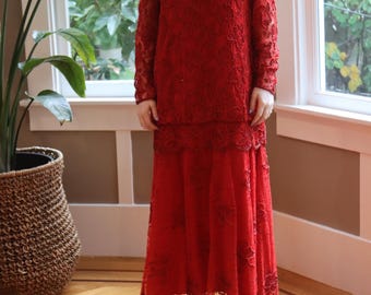 nanette lepore red lace dress Nanette Lepore Lace Overlay Dress - Garnet