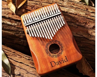 Personalized Kalimba 17 Key Custom Engraved Wood Piano Gift for Her Men Women Kids Child Bridesmaid Mom Him Wedding Boyfriend Birthday Son