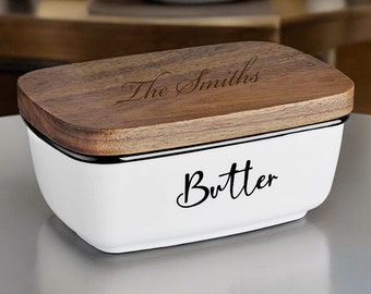 Personalized BUTTER DISH with LID Custom Engraved Kitchen Home Cooking Chef Baking Housewarming Gift for Her Mom Cooking Birthday Christmas