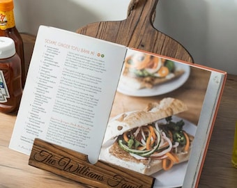 Personalized Cookbook Stand Recipe Book Holder Housewarming Home Cooking Kitchen Wedding Birthday Gift for Her Mom Women Custom Engraved