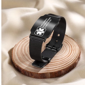 Personalized MEDICAL ALERT BRACELET Custom Engraved Custom Emergency Contact Life Id Bracelets Badge Band Tag Jewelry Men Women Mom Birthday