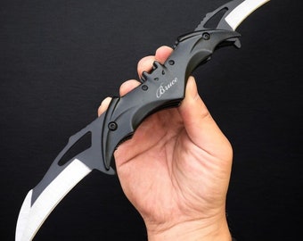 Personalized BAT Pocket Knife Tool Knives Custom Engraved Gamer Comics Cool Groomsmen Gift for Him Dad Men Boyfriend Birthday Grandpa Son