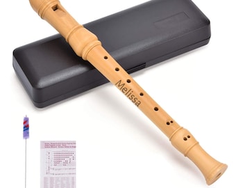 Personalized WOOD FLUTE Soprano Recorder Music Instrument Custom Engraved Gift for Him Dad Men Gift for Her Women Child Kid Gift Birthday