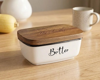 Personalized BUTTER DISH with LID Kitchen Home Cooking Chef Baking Housewarming Birthday Gift for Her Mom Women Grandma Custom Engraved