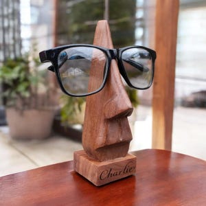 Personalized EYEGLASS HOLDER Glasses Stand Wood Sunglasses Cute Funny Unique Groomsmen Gift for Him Dad Her Mom Home Birthday Christmas