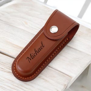 Personalized Leather KNIFE SHEATH for BELT Knive Holder Carrier Organizer Outdoors Hunting Hiking Camping Gift for Him Dad Men Birthday