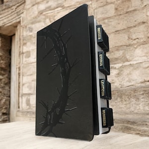 Custom Black CSB Tabbed BIBLE with Tabs Christian Gift for Him Dad Her Men Women Baptism Catholic Confirmation Wedding Birthday Christmas