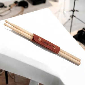 Personalized LEATHER DRUMSTICK CASE Cover Holder Sleeve Bag Band Drum Drummer Groomsmen Gift for Him Dad Men Husband Birthday Christmas
