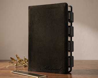 Personalized Tabbed Black NIV LEATHER BIBLE with Tabs Christian Birthday Gift for Him Her Wedding Graduation Custom Engraved Pastor