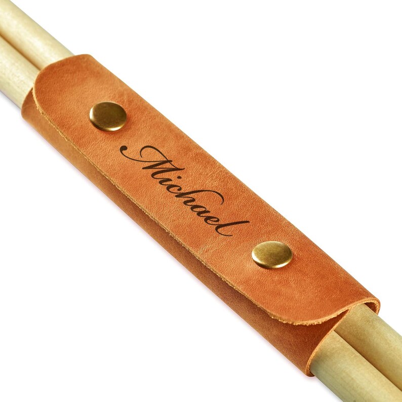 Personalized Leather Drumstick Bag - Custom Name Drum Stick Holder & Drummer Gift (Red)