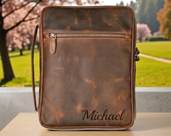 Personalized Leather BIBLE COVER Case Holder Christian Birthday Gift for Him Dad Men Her Mom Wedding Graduation Custom Engraved Fathers Day