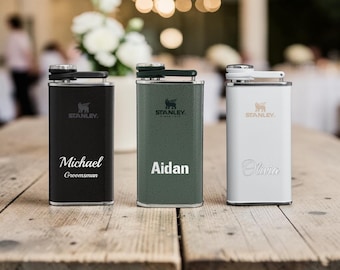 Personalized STANLEY FLASK for Men Women Wedding Bridesmaid Groomsmen Birthday Gift for Him Her Dad Mom Camping Anniversary Custom Engraved