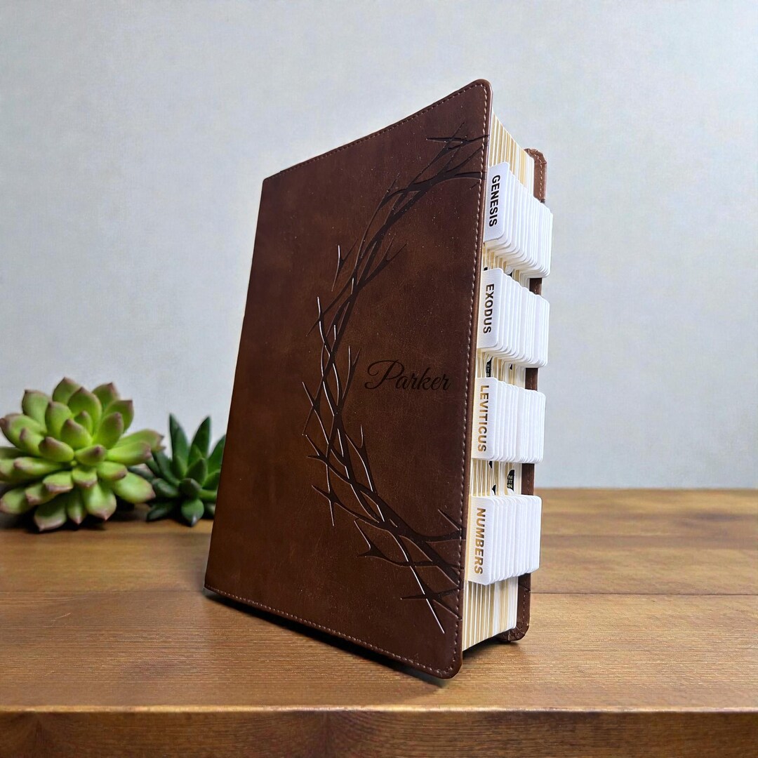 Personalized Tabbed Brown KJV LEATHER BIBLE With Tabs Christian ...