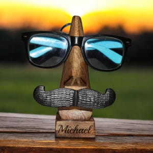 Personalized EYEGLASS HOLDER Glasses Stand Wood Sunglasses Cute Funny Unique Groomsmen Gift for Him Dad Her Mom Home Birthday Christmas