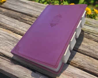 Personalized Tabbed Pink NIV BIBLE with Tabs Christian Birthday Gift for Her Mom Women Wedding Graduation Pastor Custom Engraved