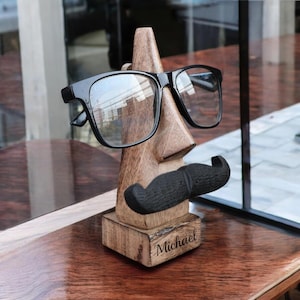 Personalized EYEGLASS HOLDER Glasses Stand Wood Sunglasses Cute Funny Unique Groomsmen Gift for Him Dad Her Mom Home Birthday Christmas