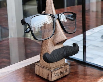 Personalized EYEGLASS HOLDER Glasses Stand Wood Sunglasses Cute Funny Birthday Gift for Him Dad Her Mom Home Grandma Grandpa Custom Engraved