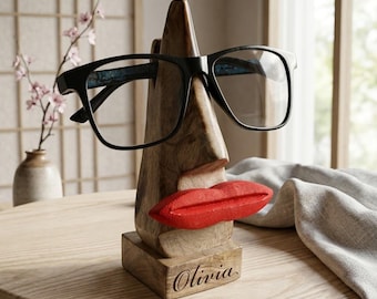 Personalized EYEGLASS HOLDER Glasses Stand Wood Sunglasses Cute Funny Birthday Gift for Him Dad Her Mom Home Grandma Grandpa Custom Engraved