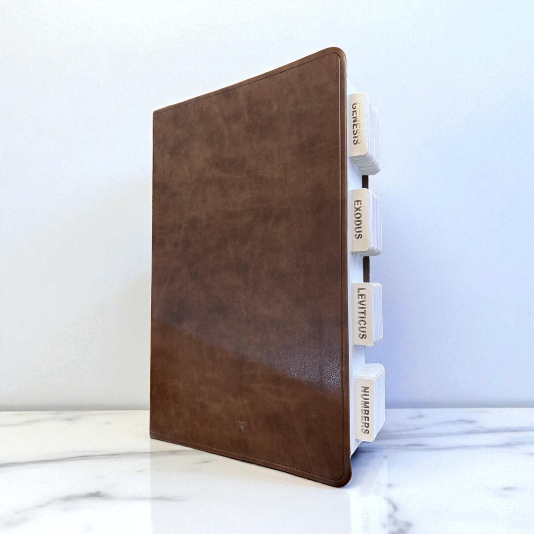 Personalized Brown ESV TABBED BIBLE With Tabs Christian Birthday Gift ...