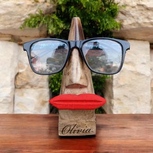 Personalized EYEGLASS HOLDER Glasses Stand Wood Sunglasses Cute Funny Unique Groomsmen Gift for Him Dad Her Mom Home Birthday Christmas