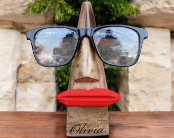 Personalized EYEGLASS HOLDER Glasses Stand Wood Sunglasses Cute Funny Birthday Gift for Him Dad Her Mom Home Grandma Grandpa Custom Engraved