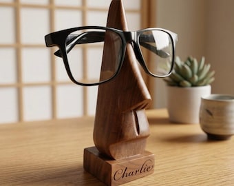 Personalized EYEGLASS HOLDER Glasses Stand Wood Sunglasses Cute Funny Birthday Gift for Him Dad Her Mom Home Grandma Grandpa Custom Engraved