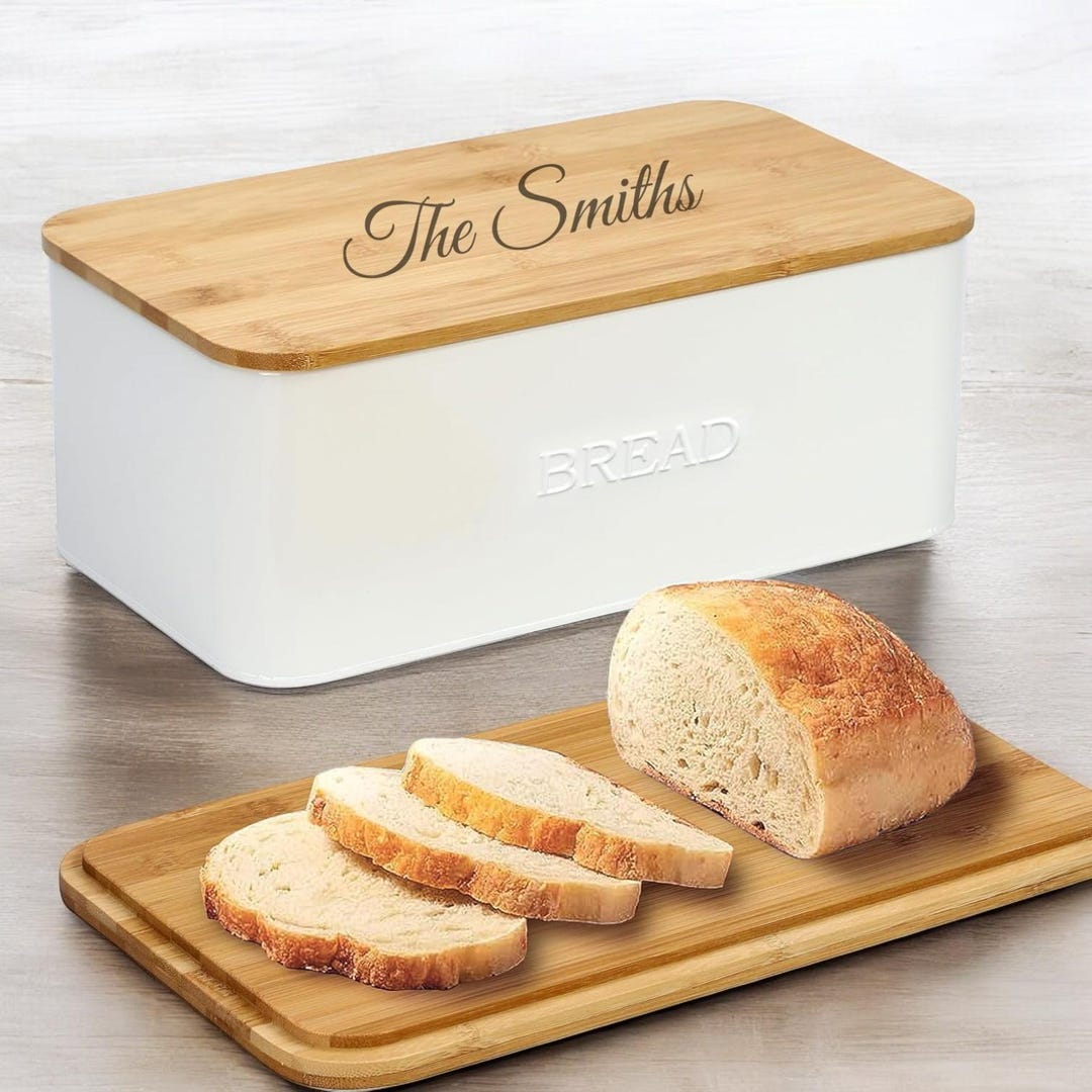 Personalized BREAD BOX Bamboo Lid Kitchen Home Cooking Chef ...
