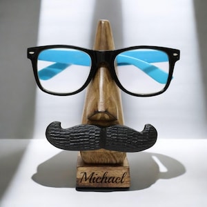 Personalized EYEGLASS HOLDER Glasses Stand Wood Sunglasses Cute Funny Unique Groomsmen Gift for Him Dad Her Mom Home Birthday Christmas