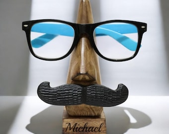 Personalized EYEGLASS HOLDER Glasses Stand Wood Sunglasses Cute Funny Birthday Gift for Him Dad Her Mom Home Grandma Grandpa Custom Engraved