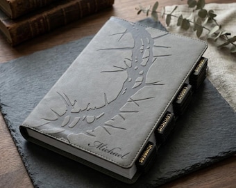 Personalized Tabbed Black CSB LEATHER BIBLE with Tabs Christian Birthday Gift for Him Her Wedding Graduation Custom Engraved Pastor