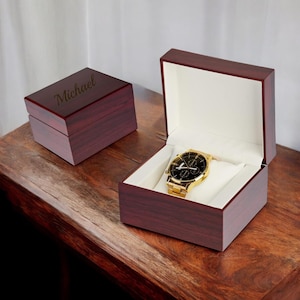 Personalized WOOD WATCH BOX for Men Travel Roll Case Display Organizer Groomsmen Gift for Him Dad Husband Birthday Christmas Boyfriend