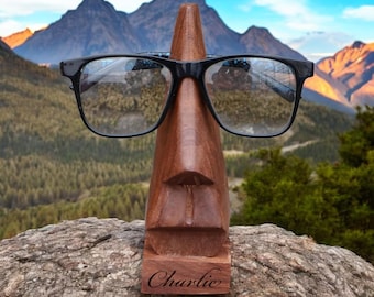 Personalized EYEGLASS HOLDER Glasses Stand Wood Sunglasses Cute Funny Birthday Gift for Him Dad Her Mom Home Grandma Grandpa Custom Engraved
