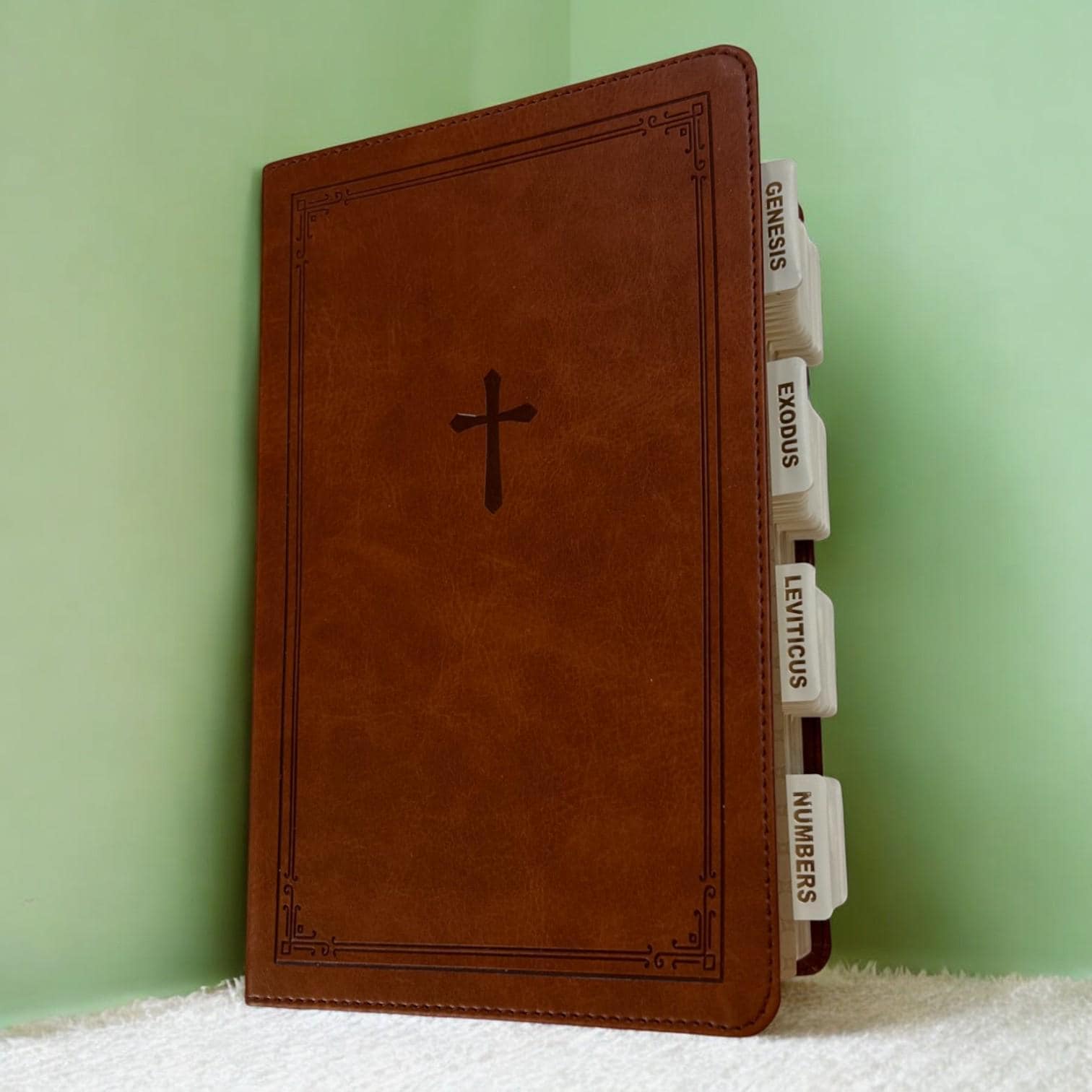 Custom Brown NKJV Tabbed BIBLE with Tabs Christian Gift for Him Dad Men Boys Her Mom Women Confirmation Communion Baptism Catholic Birthday